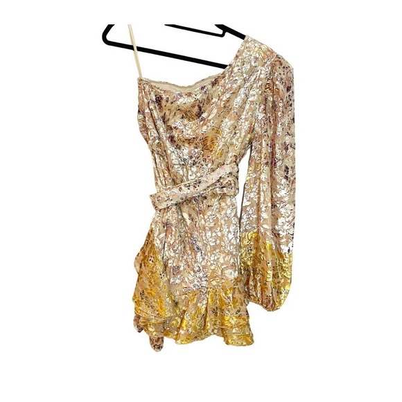 HEMANT AND NANDITA White & Cyber Kalon One Shoulder Mini Dress Size M - Picture 8 of 12